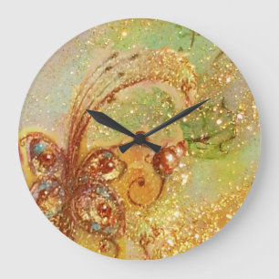 GRANDE HORLOGE RONDE JARDIN DES OMBRES PERDUES,PLANTE PAPILLON MAGIQUE