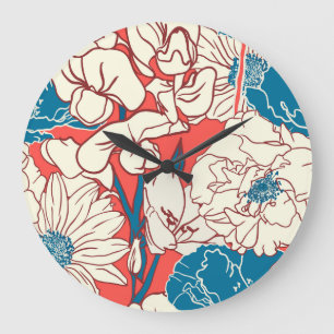 Grande Horloge Ronde Jardin Floral Élégant : Conception Vintage et tran