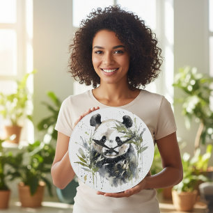 Grande Horloge Ronde Jardin Panda Watercolor