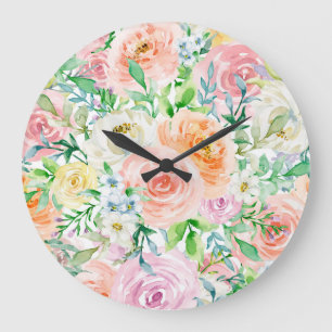 Grande Horloge Ronde Jardin romantique Pastel