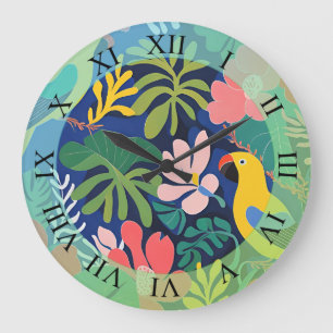 Grande Horloge Ronde Jardin tropical Expressionnisme moderne Oeuvre d'a