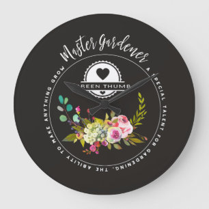 Grande Horloge Ronde Jardinier principal, cadeaux de jardinage. Pouce