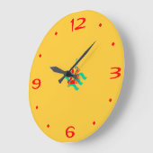 Grande Horloge Ronde Jaune clair et rouge >Horloges de cuisine (Angle)