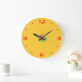 Grande Horloge Ronde Jaune clair et rouge >Horloges de cuisine (Maison)