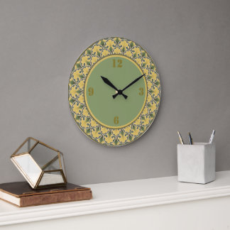 Grande Horloge Ronde Jaune classique et vert
