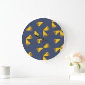 Grande Horloge Ronde Jaune, cool, unique, triangles tendance (Maison)