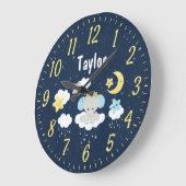 Grande Horloge Ronde Jaune éléphant et marine (Angle)