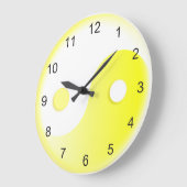 Grande Horloge Ronde Jaune Ensoleillé Yin & Yang (Angle)