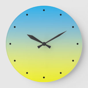 Grande Horloge Ronde Jaune et bleu deux tons
