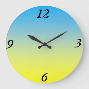 Grande Horloge Ronde Jaune et bleu deux tons