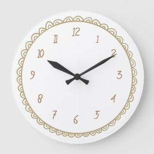 Grande Horloge Ronde Jaune et marron Minimaliste Dessin à main levée