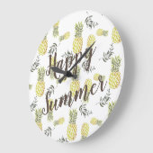 Grande Horloge Ronde Jaune vert et or PINEAPPLE HEUREUX ÉTÉ (Angle)