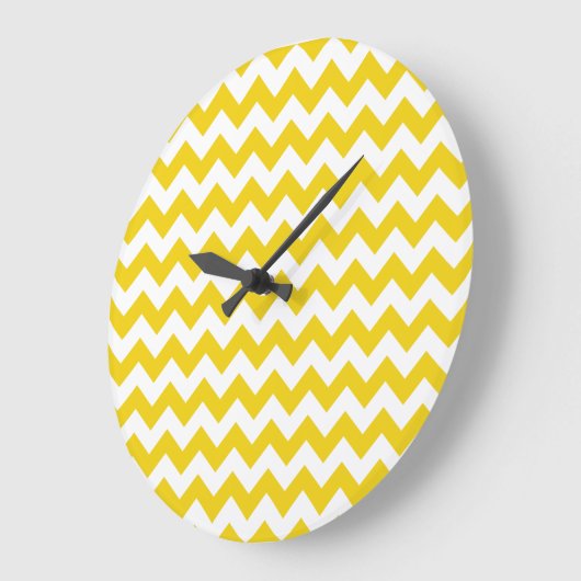 Grande Horloge Ronde Jaune Zigzag, Jaune Chevron, Motif géométrique (Angle)