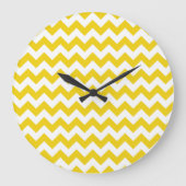 Grande Horloge Ronde Jaune Zigzag, Jaune Chevron, Motif géométrique (Recto)