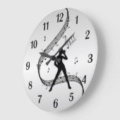 Grande Horloge Ronde Jazz Dance Silver Black Numéros (Angle)