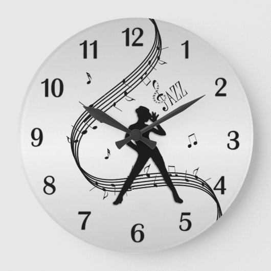 Grande Horloge Ronde Jazz Dance Silver Black Numéros (Recto)