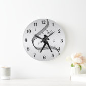 Grande Horloge Ronde Jazz Dance Silver Black Numéros (Maison)