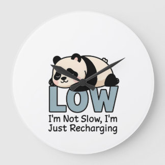Grande Horloge Ronde Je ne suis pas lent, je recharge simplement Panda
