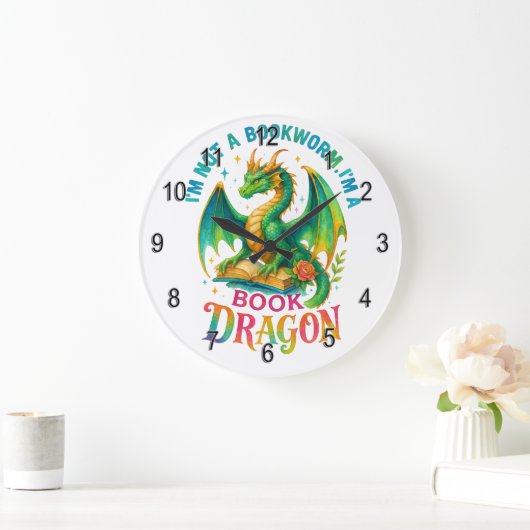 Grande Horloge Ronde Je ne suis pas un ver de livre... (Maison)