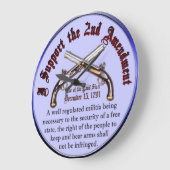 Grande Horloge Ronde Je soutiens le 2ème amendement (Angle)