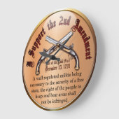Grande Horloge Ronde Je soutiens le 2ème amendement (Angle)