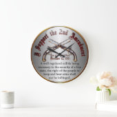 Grande Horloge Ronde Je soutiens le 2ème amendement (Maison)