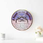 Grande Horloge Ronde Je soutiens le 2ème amendement (Maison)