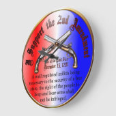 Grande Horloge Ronde Je soutiens le 2ème amendement (Angle)