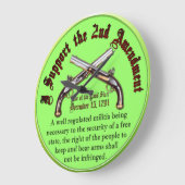 Grande Horloge Ronde Je soutiens le 2ème amendement (Angle)