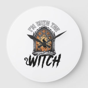 Grande Horloge Ronde Je Suis Avec La Sorcière Vintage Halloween