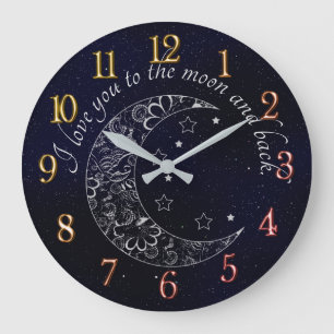 Grande Horloge Ronde Je t'aime jusqu'à la lune et retour