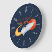 Grande Horloge Ronde Je veux aller à Mars (Angle)