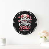 Grande Horloge Ronde Je vous mâche - Chien Pun Saint Valentin (Maison)