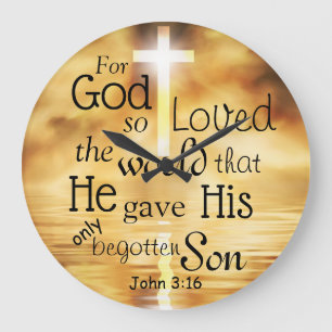 Grande Horloge Ronde Jean 3 16 Dieu a aimé le monde Bible Verse