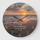 Grande Horloge Ronde Jean 3:16 L'océan de foi chrétienne avec un couche (Recto)
