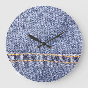 Grande Horloge Ronde Jeans bleus : texture cousue détaillée.