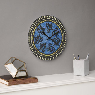 Grande Horloge Ronde Jeans Couleur Yoga Mandala