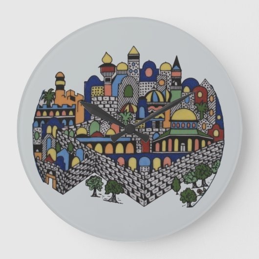 Grande Horloge Ronde Jérusalem colorée (Recto)