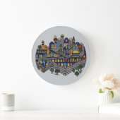 Grande Horloge Ronde Jérusalem colorée (Maison)