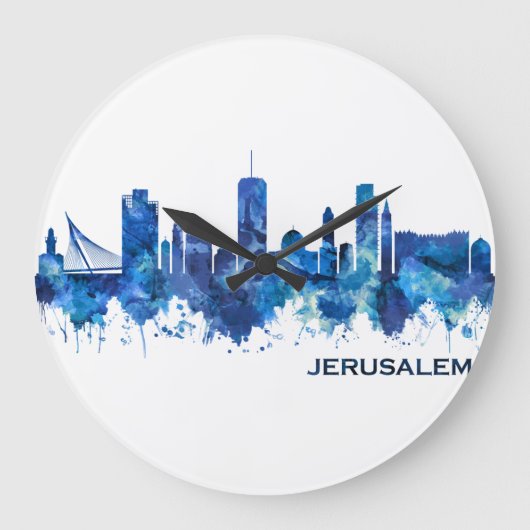 Grande Horloge Ronde Jérusalem Israel Skyline Blue (Recto)
