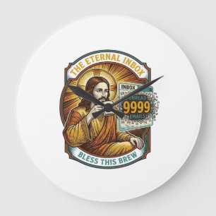 Grande Horloge Ronde Jésus 9999 Emails Non Lus Boîte de Réception Zéro