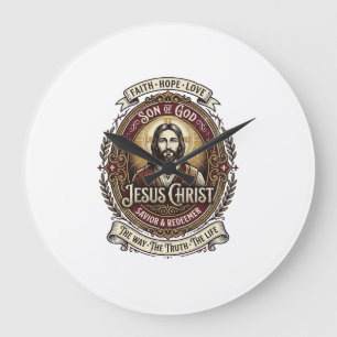 Grande Horloge Ronde Jesus Antiques Héritage Graphique T-Shirt Art Chré