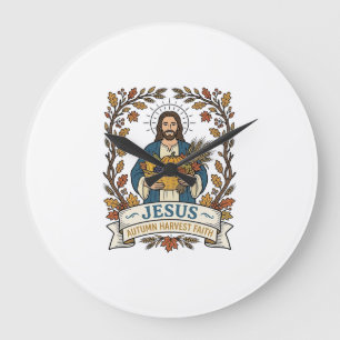 Grande Horloge Ronde Jésus Automne Récolte Foi Jésus Automne Récolte Ch