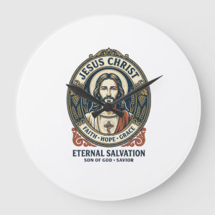 Grande Horloge Ronde Jesus Barber Hommes Toilettage Graphique T-Shirt C
