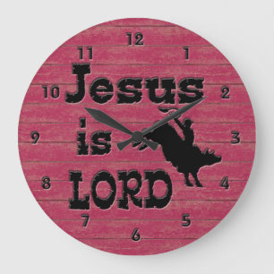 Grande Horloge Ronde Jésus est seigneur Taureau Rider