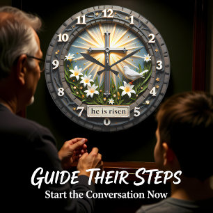 Grande Horloge Ronde Jésus Il Est Ressuscité Rayonnant