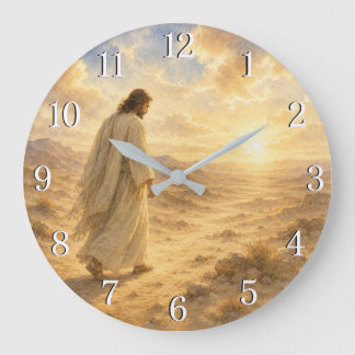 Grande Horloge Ronde Jesus in the Desert Wall Clock — Inspirational Des