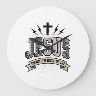 Grande Horloge Ronde Jésus Le Chemin La Vérité La Vie Vintage Chrétien