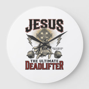 Grande Horloge Ronde Jésus Le Levreur De Poids Ultime Chemise Chrétienn