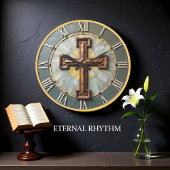 Grande Horloge Ronde Jesus Rustic Textured Cross